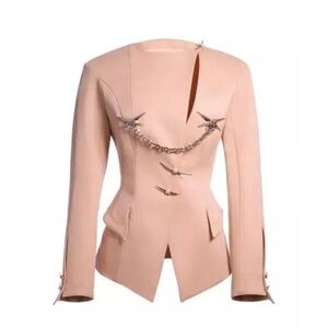 Mugler X H&M HM Hourglass Wool Jacket Blazer Antique Pink